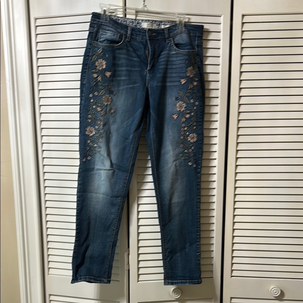 Vintage America Blue Floral Skinny Jeans
